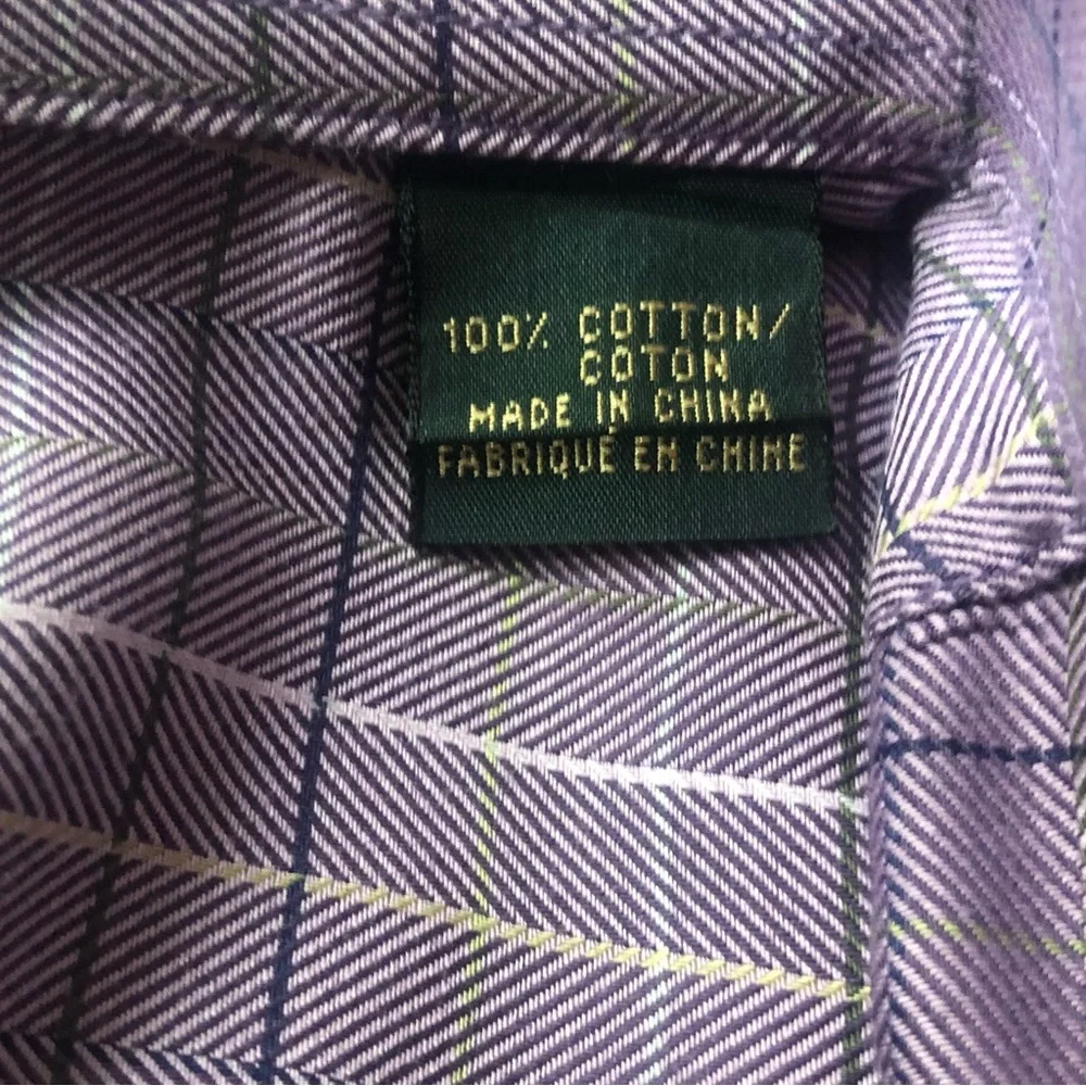 Bobby Jones lavender plaid  shirt size size L woven in Italy 100% cotton EUC - Picture 6 of 9